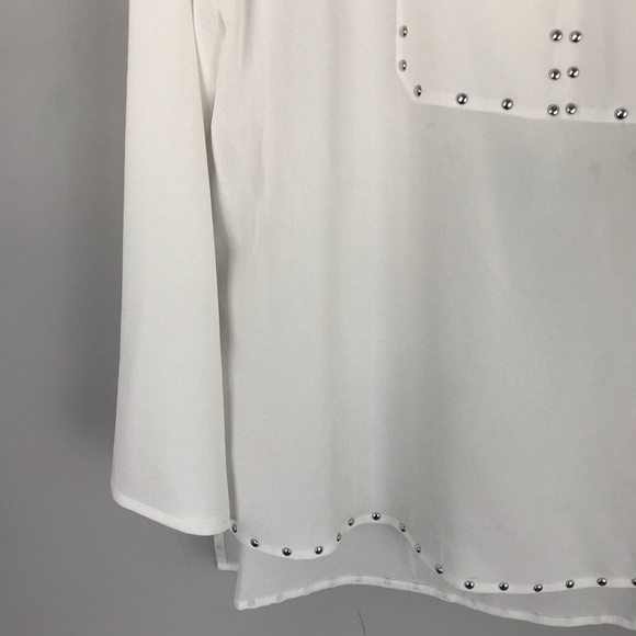 NWT Karl Lagerfield stud blouse white bell sleeve - Picture 3 of 7